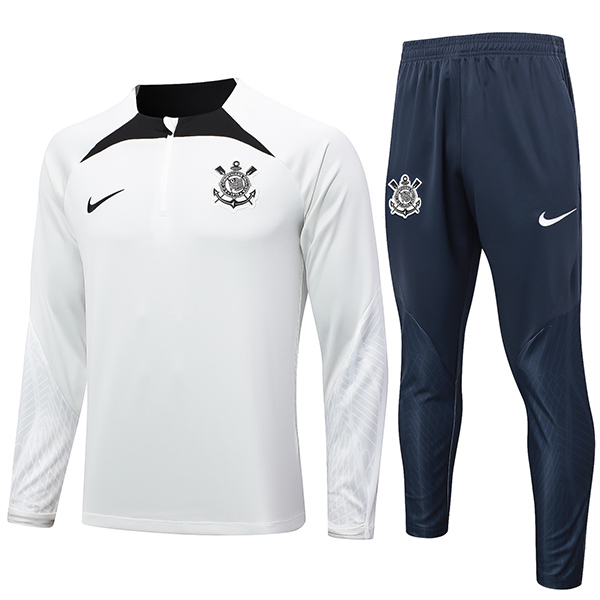 Corinthians tracksuit soccer suit sports set zipper-necked uniform men's clothes football training light gray navy kit 2024-2025