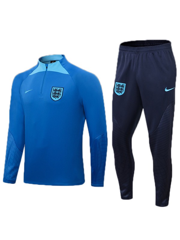 England tracksuit blue soccer pants suit sports set zipper necked uniform men's clothes football training kit 2022-2023