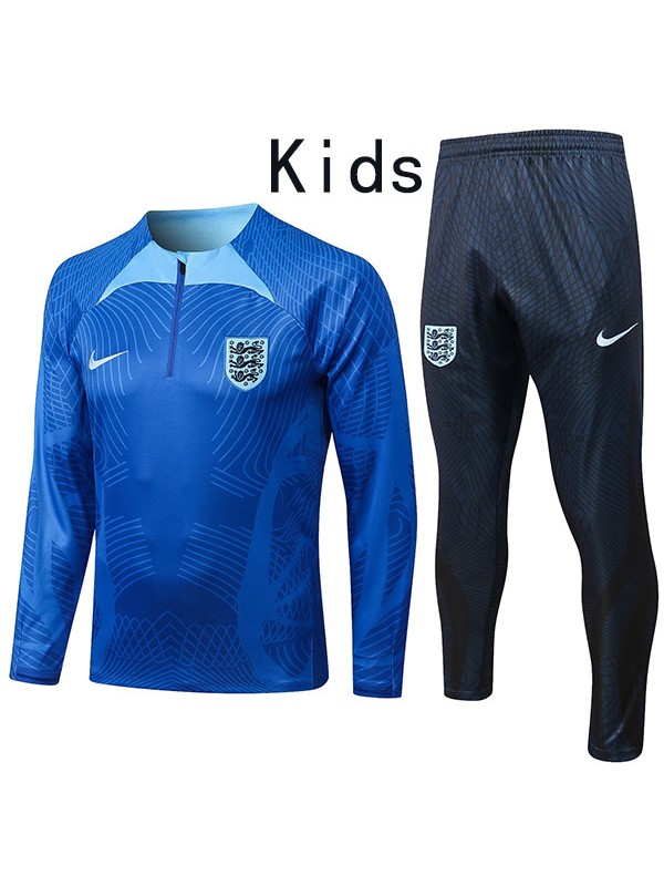 England tracksuit kids kit blue soccer pants suit sports set zipper necked cleats youth uniform children football mini training kit 2022