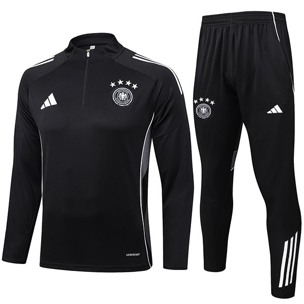 Germany tracksuit pants suit sports set half zip necked men's training kit black outdoor uniform soccer coat 2025-2026