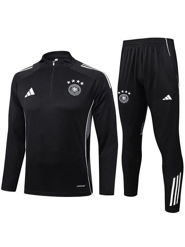 Germany tracksuit pants suit sports set half zip necked men's training kit black outdoor uniform soccer coat 2025-2026