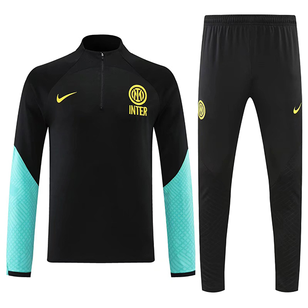 Inter milan tracksuit black soccer pants suit sports set zipper necked uniform men's clothes football cyan training kit 2022-2023