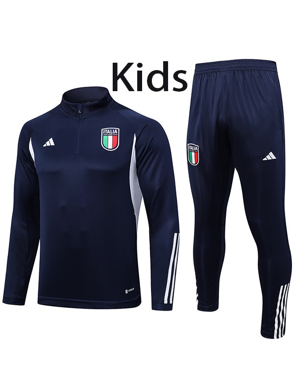 Italy tracksuit kids kit soccer pants suit sports set zipper necked cleats youth uniform children navy football mini training kit 2023-2024