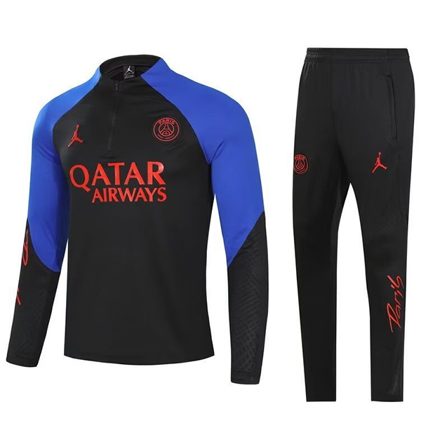 Jordan paris saint germain tracksuit black blue soccer pants suit sports set zip necked uniform men's clothes football kit 2022-2023