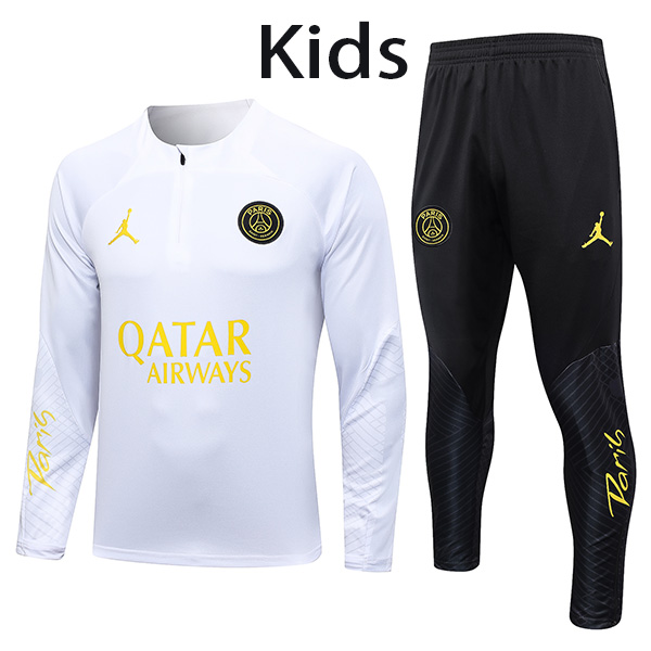 Jordan paris saint germain tracksuit kids kit soccer pants suit sports set zipper necked cleats youth uniform children white football mini training kit 2023-2024
