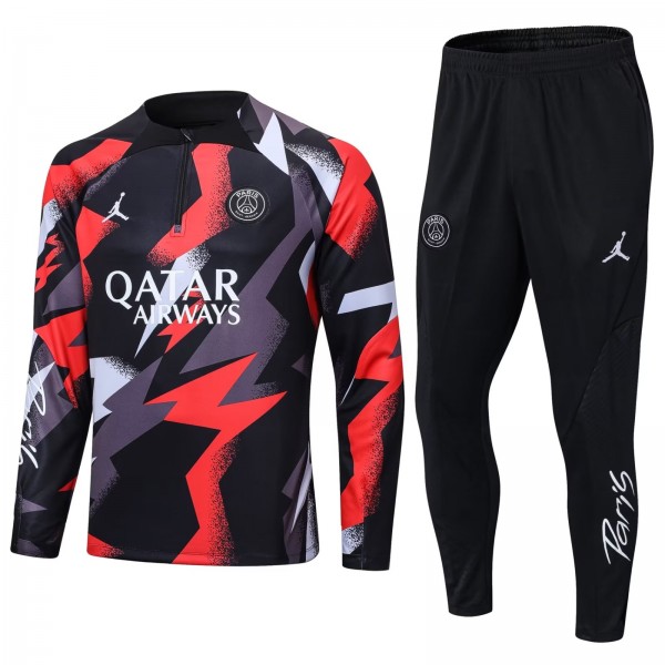 Jordan paris saint germain tracksuit soccer pants suit sports set zipper necked uniform men's black red clothes football training kit 2022-2023