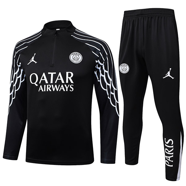 Jordan paris saint-germain paris saint-germain tuta da calcio tuta sportiva set uniforme con zip al collo abbigliamento da uomo kit da allenamento di calcio nero 2025-2026