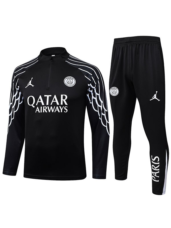 Jordan paris saint-germain paris saint-germain tuta da calcio tuta sportiva set uniforme con zip al collo abbigliamento da uomo kit da allenamento di calcio nero 2025-2026
