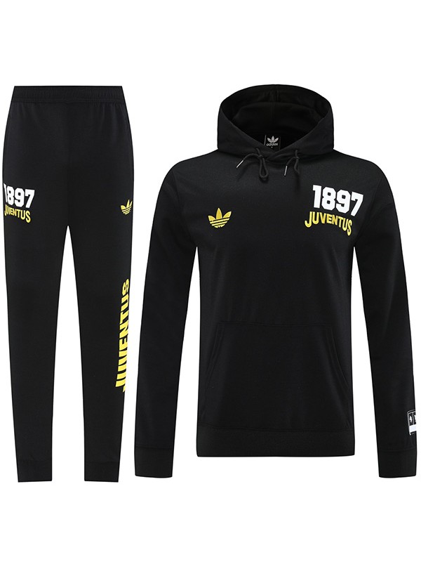 Juventus felpa con cappuccio giacca da calcio abbigliamento sportivo tuta nera uniforme da uomo kit da allenamento atletico esterno giacca da calcio 2025-2026