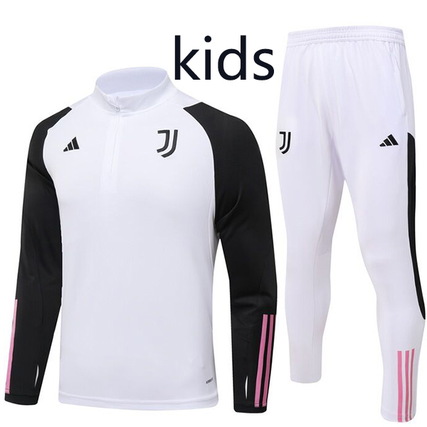Juventus tracksuit kids kit soccer pants suit sports set zipper necked cleats youth uniform children white football mini training kit 2023-2024
