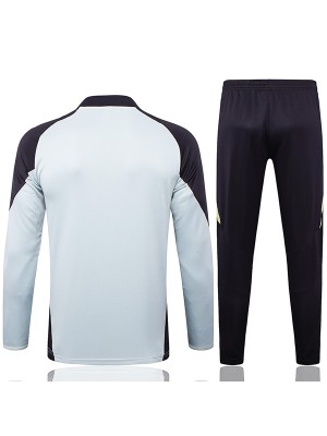 Juventus tuta da calcio pantaloni tuta sportiva set grigio chiaro cerniera collo uniforme abbigliamento da uomo kit allenamento calcio 2024-2025