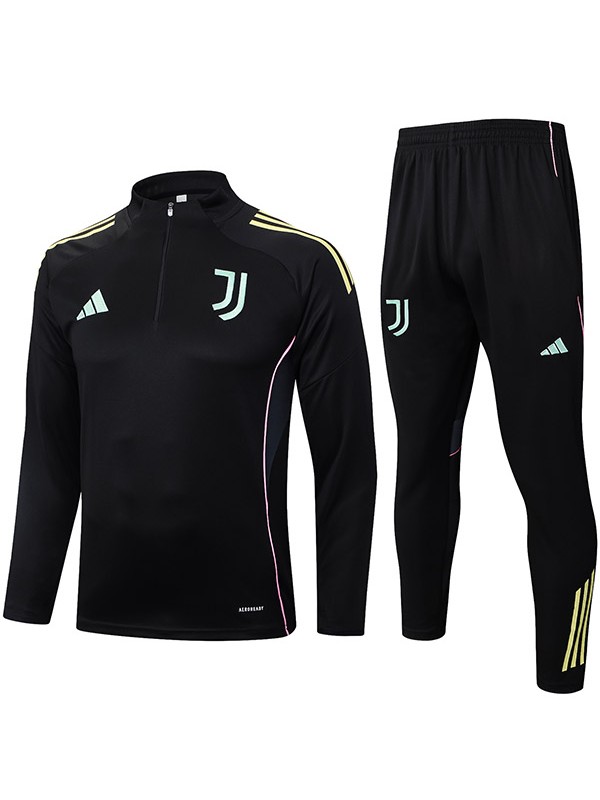 Juventus tuta da calcio tuta sportiva set cerniera collo uniforme verde acqua nero abbigliamento da uomo kit allenamento calcio 2025-2026