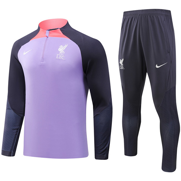 Liverpool tracksuit football sportswear zipper neck training purple uniform outdoor soccer coat 2024