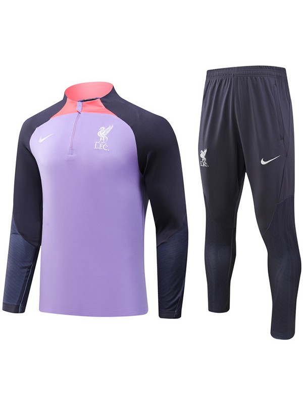 Liverpool tracksuit football sportswear zipper neck training purple uniform outdoor soccer coat 2024