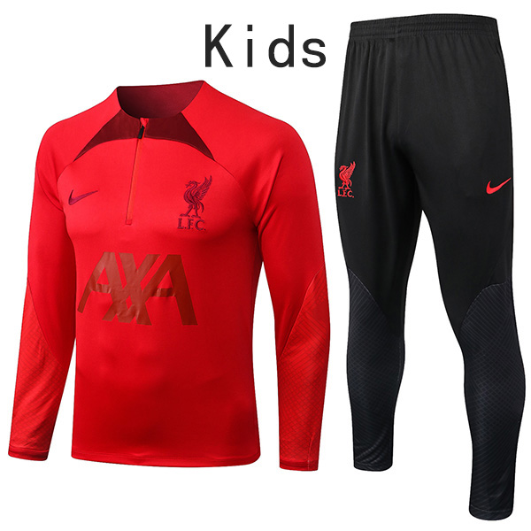 Liverpool tracksuit kids kit red soccer pants suit sports set zipper necked cleats youth uniform children football mini training kit 2022-2023