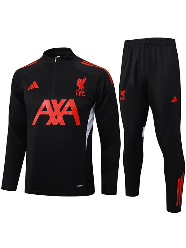 Liverpool tuta da calcio  pantaloni da tuta set sportivo mezza zip collo nero uniforme da uomo kit da allenamento per il calcio 2025-2026