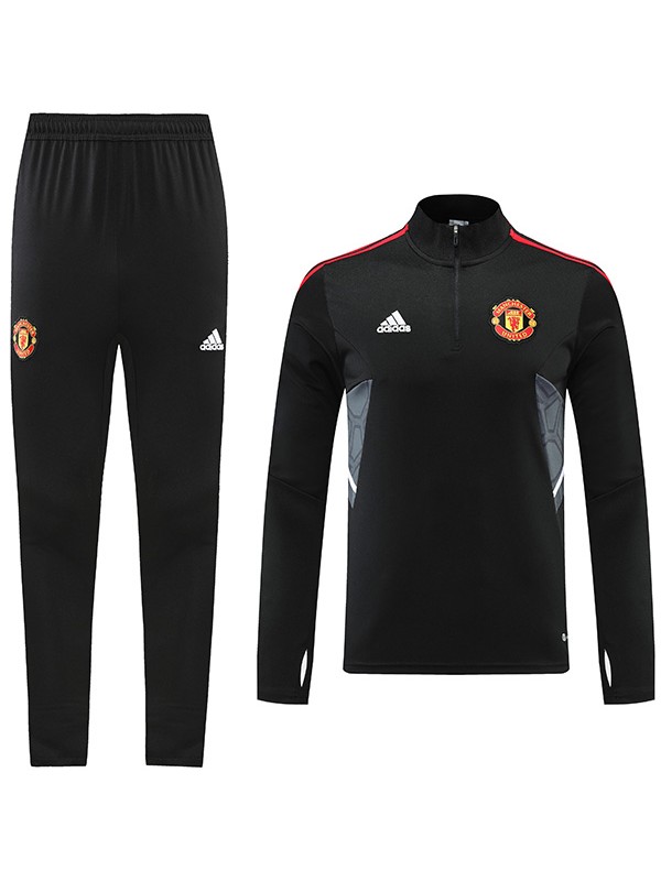 Manchester united tracksuit black soccer pants suit sports set zipper necked uniform men's clothes football training kit 2022-2023