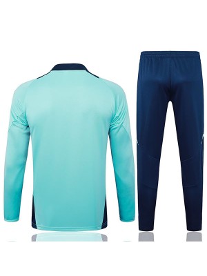 Manchester united tracksuit soccer pants suit sports set teal half zipper necked uniform men's clothes football training kit 2025-2026