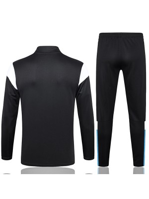 Olympique de marseille tracksuit soccer pants suit sports set half zip necked uniform men's black clothes football training kit 2023-2024