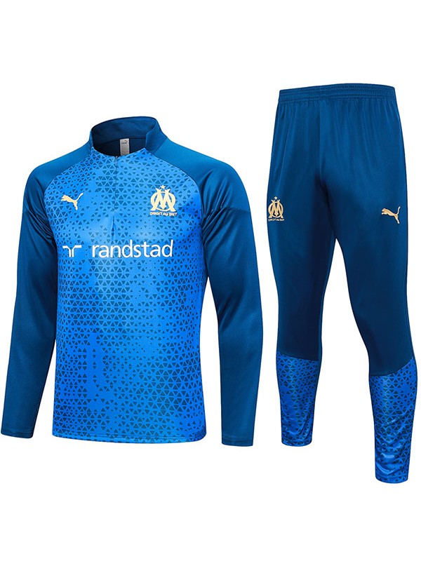 Olympique de Marseille tracksuit soccer suit sports set zipper-necked blue uniform men's clothes football training kit 2023-2024