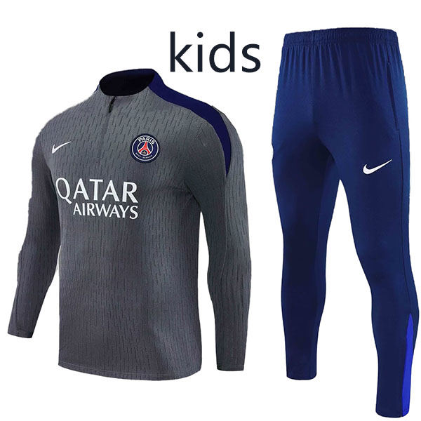 Paris saint-germain tuta ginnastica bambini kit grigio scuro uniforme giovane mini allenamento 2025-2026