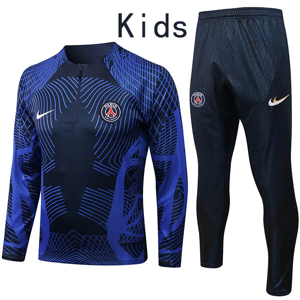 Paris saint germain tracksuit kids kit soccer pants suit sports set zipper necked cleats youth navy uniform children football mini training kit 2022-2023