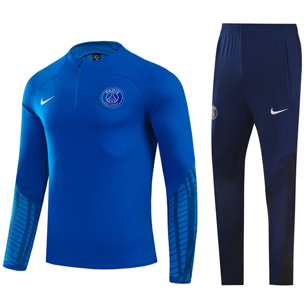 Paris saint germain tracksuit men's soccer pants suit sports set zipper necked cleats clothes football training kit blue 2022-2023