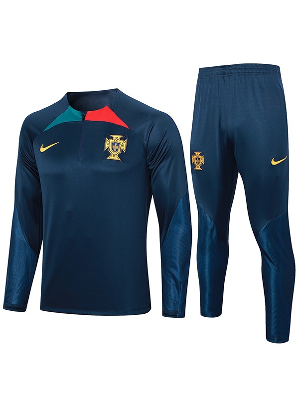 Portugal tracksuit soccer pants suit sports set zipper necked uniform men's nvay clothes football training kit 2023-2024