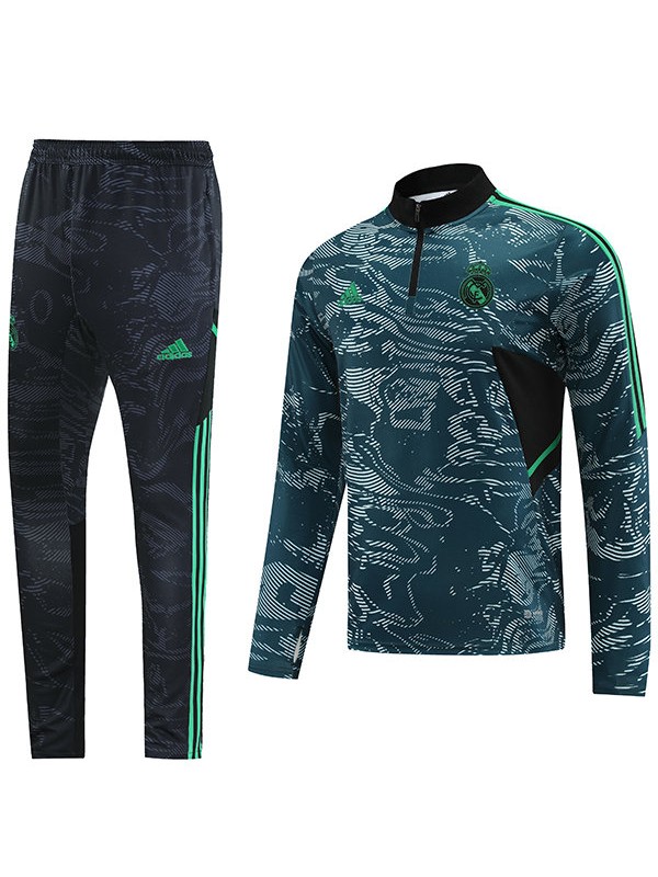 Real madrid tracksuit football sportswear tracksuit full zipper uniform men's training green outdoor soccer kit 2022-2023