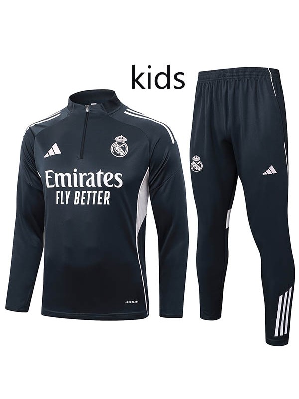 Real madrid tuta ginnastica bambini uniforme grigia mini kit allenamento 2025-2026