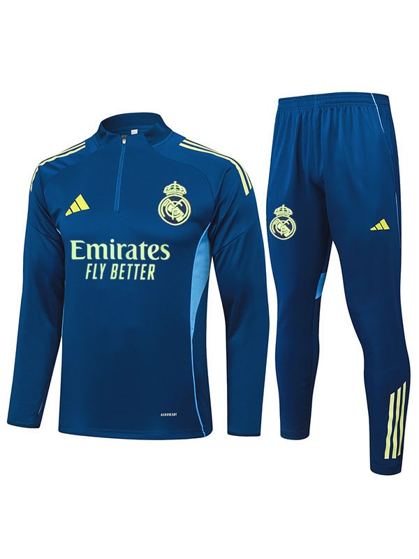 Real madrid tuta da calcio pantaloni completo sportivo verde acqua mezza cerniera uniforme da uomo kit da allenamento per il calcio 2025-2026
