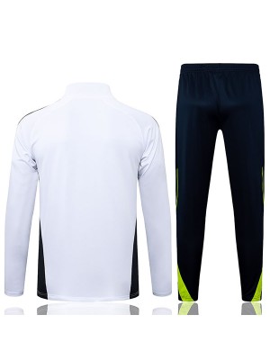 Real madrid tuta da calcio pantaloni completo sportivo bianco verde acqua mezza zip uniforme da uomo kit da allenamento per il calcio 2025-2026