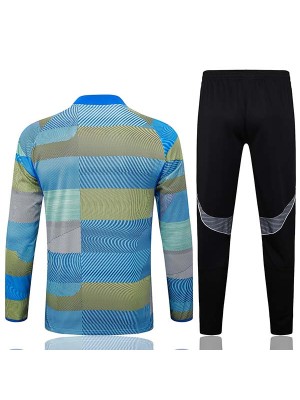 Real madrid tuta da calcio tuta sportiva set con cerniera sul collo uniforme blu-verde abbigliamento da uomo kit da allenamento per il calcio 2025-2026