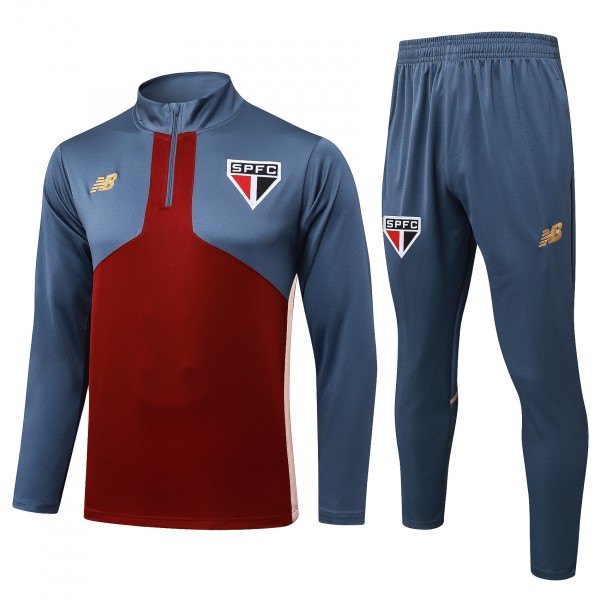 Sao Paulo tracksuit soccer suit sports set zipper-necked uniform men's clothes football training gray red kit 2025-2026