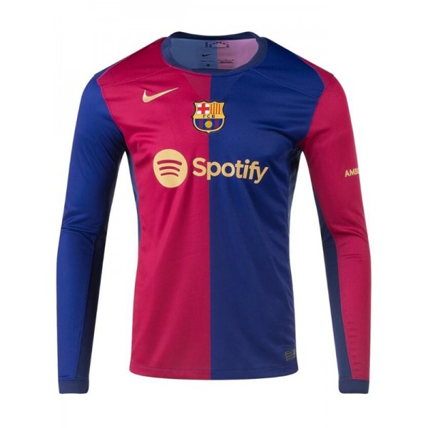 Barcelona maglia a maniche lunghe da casa uniforme da calcio per adulti prima divisa sportiva da calcio da uomo maglia da calcio 2024-2025