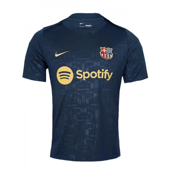 Barcelona maglia da allenamento uniforme da calcio pre-partita per adulti maglie da calcio sportive blu navy da uomo 2024-2025