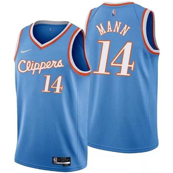 Los Angeles Clippers 14 Mann jersey blue basketball uniform swingman ...