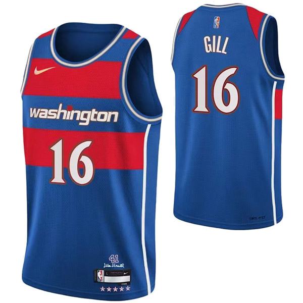 Washington Wizards 16 Gill jersey star blue basketball uniform swingman ...