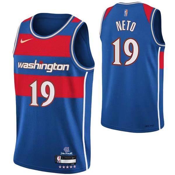 Washington Wizards 19 Neto jersey star blue basketball uniform swingman ...