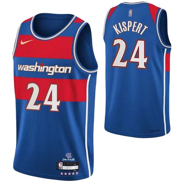 Washington Wizards 24 Kispert jersey star blue basketball uniform ...