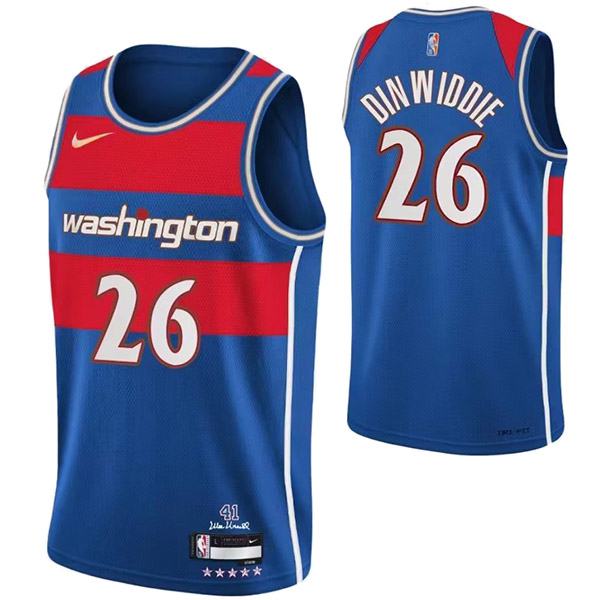 Washington Wizards 26 Din Widdie jersey star blue basketball uniform ...