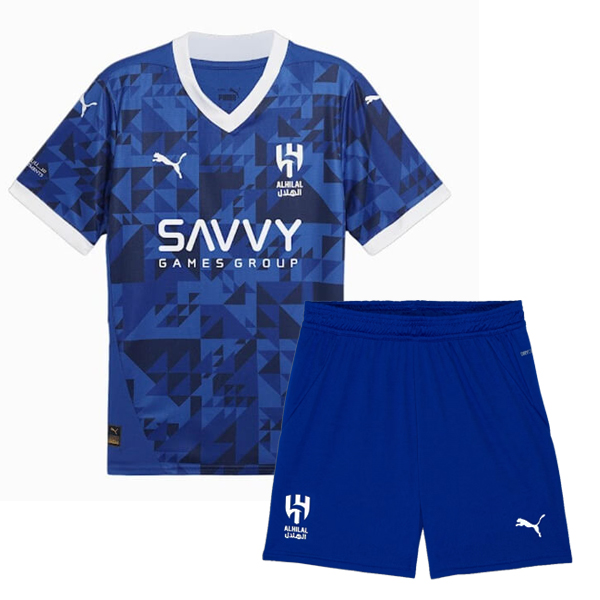 Al-Hilal maglia da calcio per bambini kit da calcio per bambini prima maglia da calcio mini uniformi per ragazzi 2024-2025