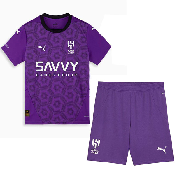 Al-Hilal kit da calcio per bambini terza maglia da calcio per bambini mini maglia da calcio terza divise giovanili 2024-2025