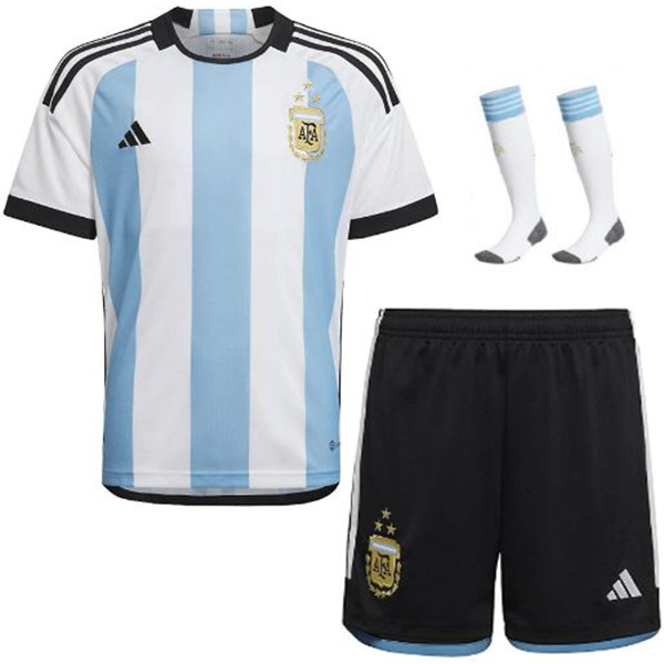 Argentina home kids kit soccer jersey children first football mini shirt youth uniforms 2022