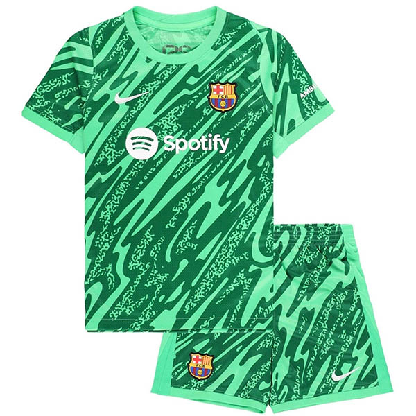 Barcelona kit portiere bambini maglia kit calcio bambini verde mini maglia calcio uniformi giovanili 2024-2025