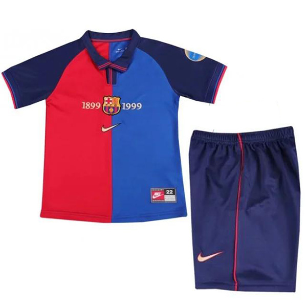 Barcelona maglia da calcio per bambini retrò 100° anniversario kit da calcio per bambini prima maglietta da calcio mini uniformi per giovani 1999-2000