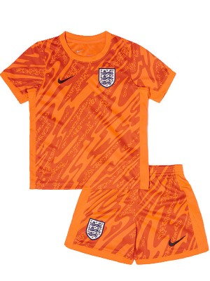 England goalkeeper kids jersey soccer kit children orange football mini shirt youth uniforms 2024-2025