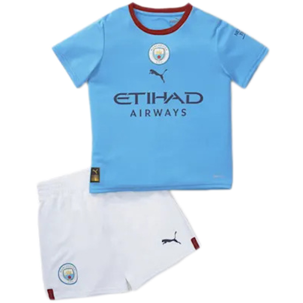 Manchester city home jersey kids kit children first football mini shirt soccer youth uniforms 2022-2023