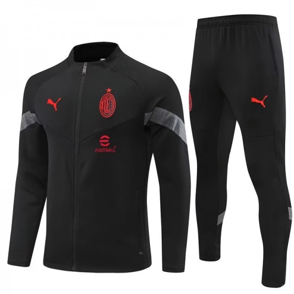 AC milan jacket football sportswear tracksuit full zipper kit men's training uniform outdoor soccer black coat 2022-2023