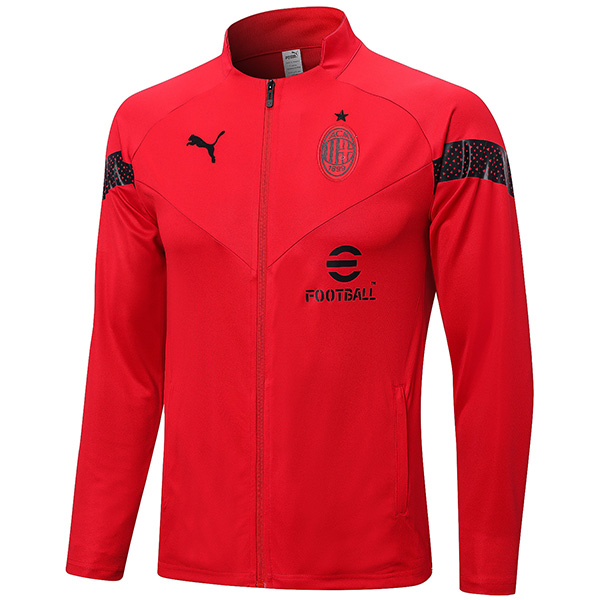 AC milan jacket football sportswear tracksuit full zipper uniform men's training red outdoor soccer kit 2022-2023
